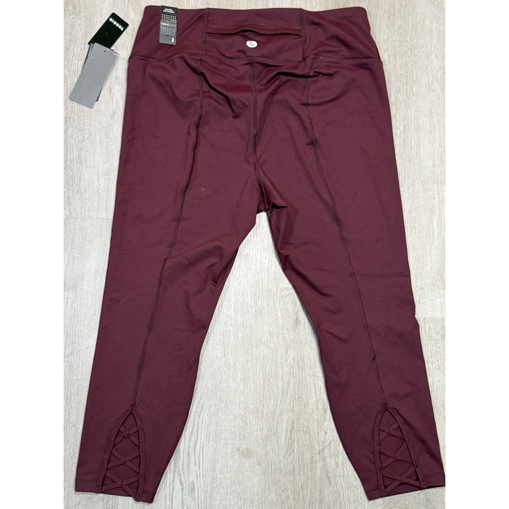 Torrid Active High Rise Crop Leggings Women's Size 2 Burgundy Stretch NWT - Picture 8 of 12